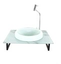 Ver imagem 1 de GABINETE DE VIDRO BANHEIRO 50CM COM BANCADA MARMORIZADA MARMORE BRANCO MAIS TORNEIRA CROMADA