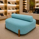 Ver imagem 3 de Poltrona Organica Ilha Bouclé p/ Closet e Consultório:Azul-Turquesa/Liso