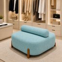 Ver imagem 1 de Poltrona Organica Ilha Bouclé p/ Closet e Consultório:Azul-Turquesa/Liso
