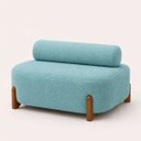 Ver imagem 2 de Poltrona Organica Ilha Bouclé p/ Closet e Consultório:Azul-Turquesa/Liso