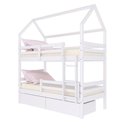 Ver imagem 2 de Beliche Casinha Solteiro Slim Rb com 02 Gavetas e Grade de Proteção Madeira Maciça Branco Housin