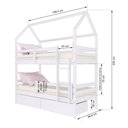 Ver imagem 3 de Beliche Casinha Solteiro Slim Rb com 02 Gavetas e Grade de Proteção Madeira Maciça Branco Housin