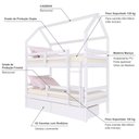 Ver imagem 4 de Beliche Casinha Solteiro Slim Rb com 02 Gavetas e Grade de Proteção Madeira Maciça Branco Housin