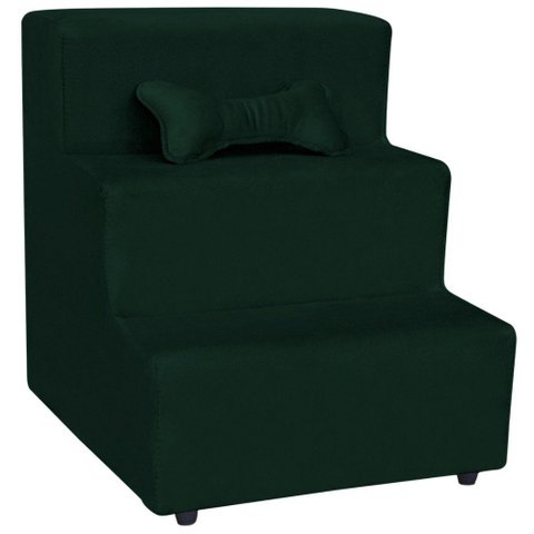 Escada Pet 3 Degraus para Cachorro e Gato R01 Veludo Verde - Annie Decor