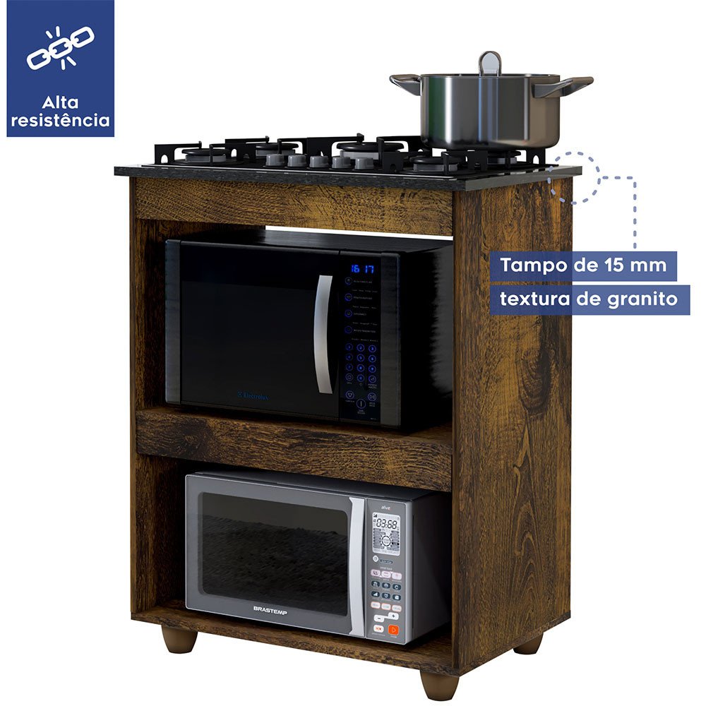 Balcão para Cooktop 4 Bocas Turim Kaiki Móveis - 5