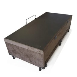 Cama Baú Solteiro C/ cama Auxiliar Ortopédica 88 x 188- Suede Marrom - Tampo Bambu Marrom - 3