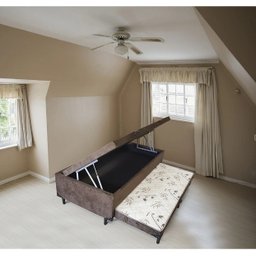 Cama Baú Solteiro C/ cama Auxiliar Ortopédica 88 x 188- Suede Marrom - Tampo Bambu Marrom - 2