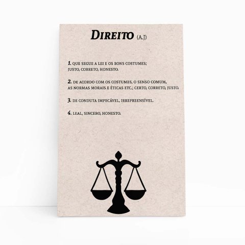 Direito Dicionário Minimalista Quadro Canvas 60x40cm