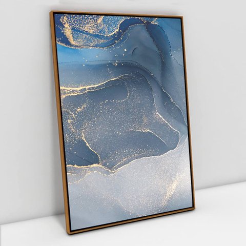 Quadro Decorativo em Canvas Abstrato Mármore TaColado Moldura Flutuante 4,5cm Freijó 120 x 80cm