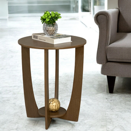 Mesa Apoio Lateral Sala Estar Decorativa Redonda Sofá Canto: Imbuia - 1