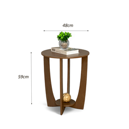 Mesa Apoio Lateral Sala Estar Decorativa Redonda Sofá Canto: Imbuia - 3