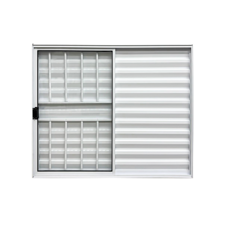 Veneziana 3 Folhas Aluminio Branco com Grade 1,20x1,20 Linha 18 Modular