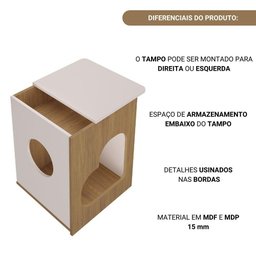 Mesa de Apoio Retangular para Pet Off White - 6