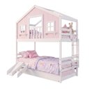 Ver imagem 3 de Treliche Infantil Casinha Dos Sonhos com Varanda e Kit Escorregador Madeira Maciça Rosa/ Branco