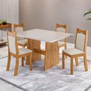 Ver imagem 1 de Conjunto Sala de Jantar 4 Lugares Retangular Tampo de MDP Lyra Yescasa Bege/Mel/Blonde