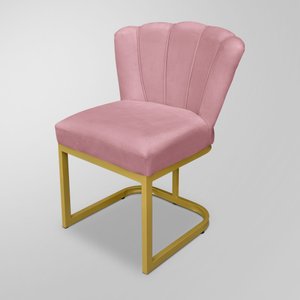 Cadeira de Jantar Flor Industrial Rosa - Base Ferro Dourado