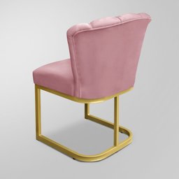 Cadeira de Jantar Flor Industrial Rosa - Base Ferro Dourado - 4