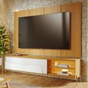 Ver imagem 1 de Rack para Sala Industrial com Painel para TV 65 pol com LED 216cm Salerno C04 Naturale Off White Mat