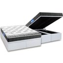 Ver imagem 1 de Cama Box Baú Queen: Colchão Espuma Probel D20 Guarda Costas Resistente Black + Base CRC Courano Whit