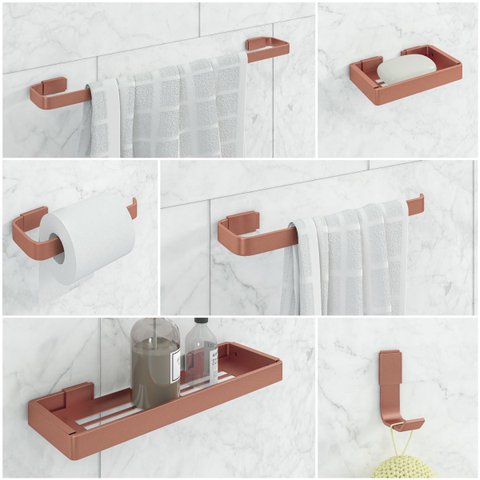 Kit de Acessórios para Banheiro 6 Peças Stander:rose