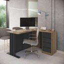 Ver imagem 3 de Mesa Escrivaninha de Escritório em L com 4 Gavetas 130x120x75cm Cj8020 Mel Grafite