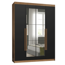 Ver imagem 3 de Guarda-Roupa Solteiro 4 Portas Batentes com Espelho Rustic/Preto/Rustic Saturno Madesa