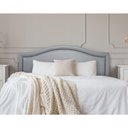 Ver imagem 1 de Cabeceira Casal Curva Luxo 140x60 Courino Cinza - Tachas Fumê
