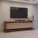 Ver imagem 1 de Rack para TV até 75 Polegadas 180cm Pés em Madeira Maciça Guarapari Marrom Fendi/Freijó