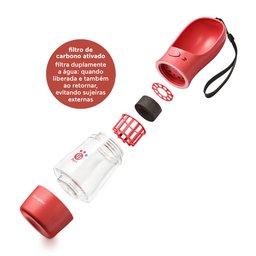Garrafa Portátil Pet com Porta-Comida Water And Food To Go 258/200ml com Filtro de Carvão Ativado - 3