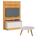 Ver imagem 1 de Estante Home Theater Fit 1.2 com Mesa de Centro Classic Redonda Nature Off White - Imcal