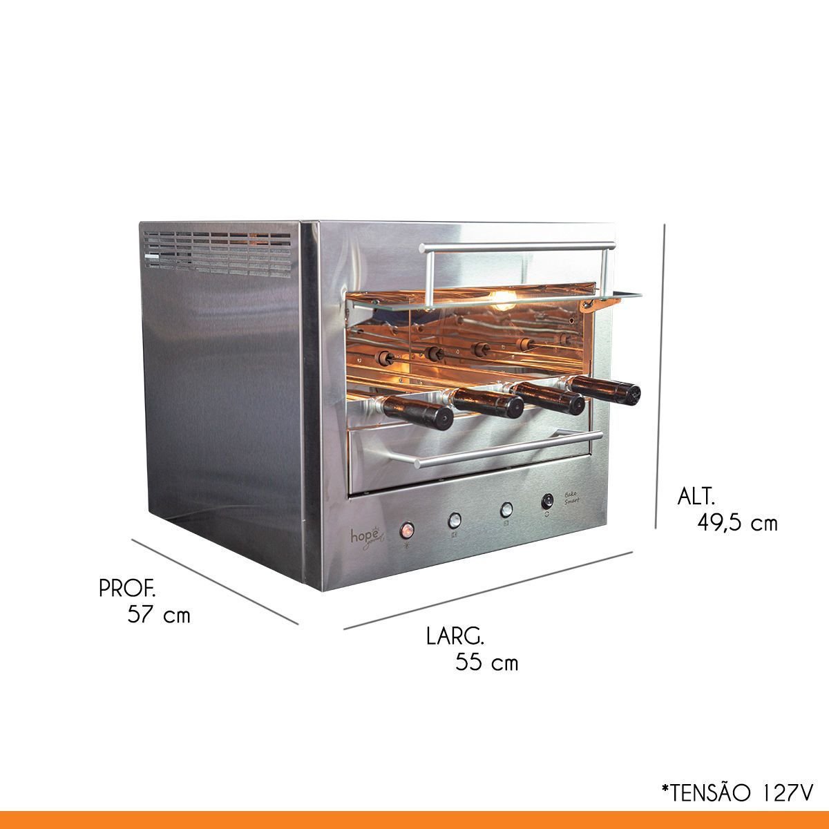Churrasqueira para Apartamento de Bancada Elétrica Rotativa 127v Hope - 7