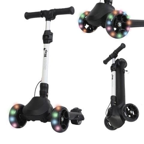 Patinete Motorizado 21.6V 3 Rodas Elétrico 130W Scooter Dobrável Infantil Preto Bivolt Importway