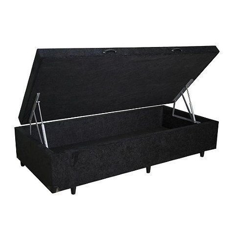 Cama Box Baú Solteiro Sintético Preto 42x88x188