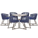 Ver imagem 1 de Mesa e 6 Cadeiras Jantar Noronha Marrom E10 Trama Original Azul