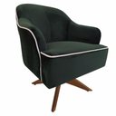 Ver imagem 1 de Poltrona Decorativa Veludo Verde com Base Giratória Sol