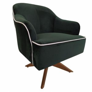 Poltrona Decorativa Veludo Verde com Base Giratória Sol