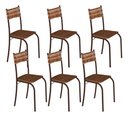 Ver imagem 1 de Kit 6 Cadeiras Atlanta Corino Marrom e Rattan Carvalho Tubo Marrom Cafe