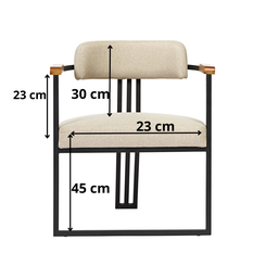 Kit 02 Poltronas Oregon Braço Madeira Linho Bege Estrutura Preto Fosco - 9