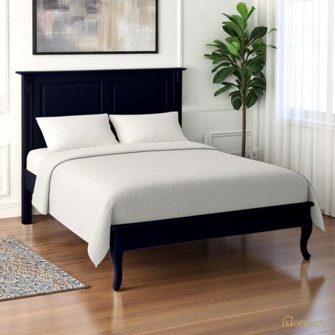 Cama Queen Madeira Pés Luiz Xv 60835 Hannover Linz Móveis - Azul Petróleo