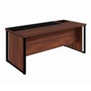 Ver imagem 4 de Escrivaninha Mesa Escritório Diretor com Caixa de Tomadas e Porta Objetos 200cm Corporate Louro Preto E Preto