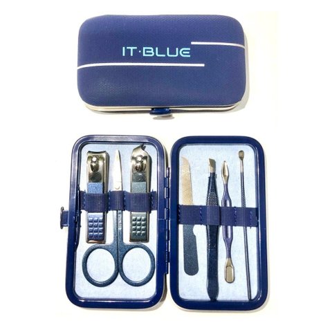Kit Estojo 7 Peças Manicure Cortador De Unhas Aço Inoxs