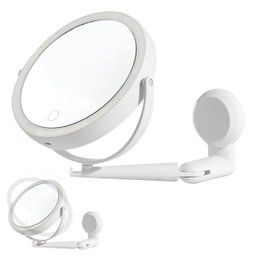 Espelho Giratorio 360 Graus 3 Tons Led 5x Aumento Touch Usb Bateria Recarregavel Ajustavel Parede Ba - 1