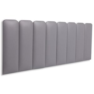 Cabeceira Queen Kit 8 Placas Modelo Arredondada - Courino Cinza
