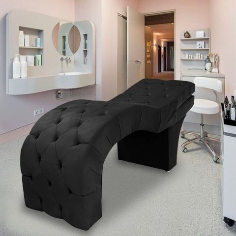 Maca Estética Estofada Reclinável Ergonômica Veludo Eliana:preto