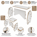 Ver imagem 4 de Kit de Escrivaninha e Banco Infantil Juvenil Mesa de Apoio Branco Madeira MDF Fácil Montagem