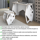 Ver imagem 2 de Kit de Escrivaninha e Banqueta Infantil Juvenil Mesa de Apoio Soho Branco Mdf