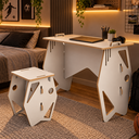 Ver imagem 2 de Kit de Escrivaninha e Banco Infantil Juvenil Mesa de Apoio Branco Madeira MDF Fácil Montagem
