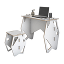 Ver imagem 5 de Kit de Escrivaninha e Banqueta Infantil Juvenil Mesa de Apoio Soho Branco Mdf