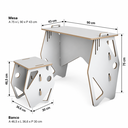 Ver imagem 3 de Kit de Escrivaninha e Banco Infantil Juvenil Mesa de Apoio Branco Madeira MDF Fácil Montagem