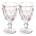 Ver imagem 1 de Jogo 2 Taças de Vidro com Borda Dourada Diamond Cor Transparente Água 300ml Class Home